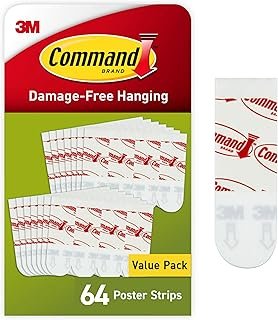 Command Poster Strips, 64 Command Strips Damage-Free Hanging Poster Hang...