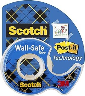 Scotch Wall-Safe Tape, 1 Dispenser Roll, Clear Removable Wall Tape with ...