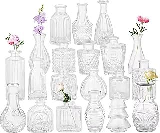 Set of 20 Glass Bud Vases,Small Clear Vases,Wedding Centerpiece Table De...
