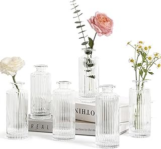 ComSaf Small Vases for Flowers Mini Clear Glass Bud Vases in Bulk, 5.2 i...