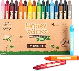 Honeysticks Jumbo Crayons (16 Pack) - Non Toxic Crayons - 100% Pure Bees...
