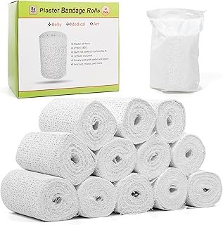12pc Plaster of Paris Rolls - Fast Setting Gauze for Mache, Belly Castin...
