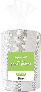 Amazon Basics Everyday Paper Plates, 8.62 Inch, Disposable, 300 Count
