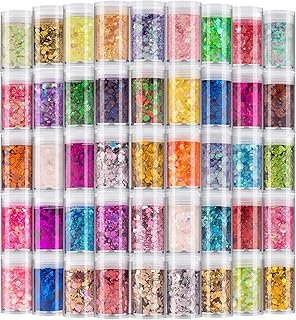 Holographic Chunky and Fine Glitter Mix, 45 Colors Festival Sequins & Po...