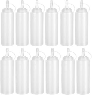 12 Pack 8 oz Plastic Squeeze Bottles Multipurpose Squirt Bottles for Ket...