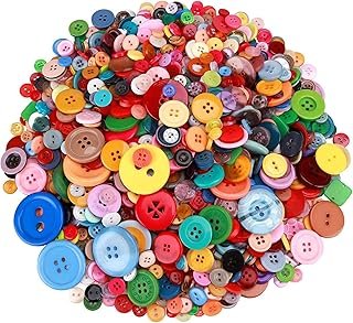 Greentime 1500 pcs Round Resin Buttons Mixed Color Assorted Sizes for Cr...