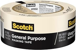 Scotch General Purpose Masking Tape, 1.88 in x 60.1 yd, Beige, Sticks fo...