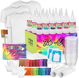 CraftBud Tie Dye Kit for Kids & Adults, 200 Pieces - Includes 3 Unisex A...