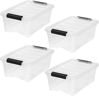 IRIS USA 4-Pack Storage Bins with Lids, 13 Quart, Made in USA Stackable ...