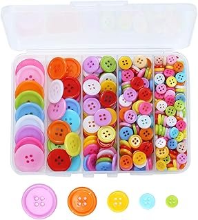 320 pcs Colorful Buttons for Crafts DIY, 5 Size Buttons for Sewing Flatb...