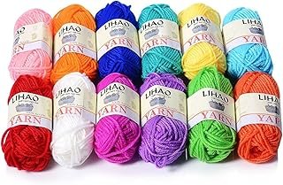 LIHAO 12 Skeins Mini Yarn for Knitting Crochet Craft - 100% Acrylic