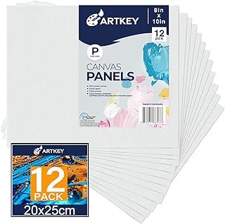 Artkey Canvases for Painting 8x10 Inch 12-Pack, 10 oz Primed 100% Cotton...