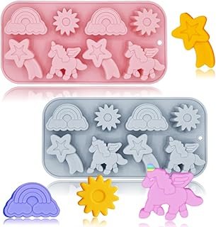 2 Pack Unicorn Molds Silicone 8 Cavity 3D Flying Unicorn Themed Baking M...