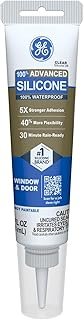 GE Advanced Silicone Caulk for Window & Door, Clear, 2.8 fl oz Tube, 1 P...