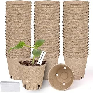 60 Packs 3.15 Inch Peat Pots,Biodegradable Pots for Seedlings with Drain...