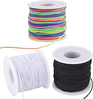 Stretchy String for Bracelets, 3 Rolls 1 mm 495 Feet Sturdy Elastic Stri...