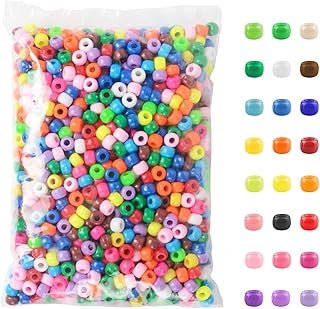 Simetufy 1200 Pcs Pony Beads Plastic Beads for Bracelet Making, Multi-Co...