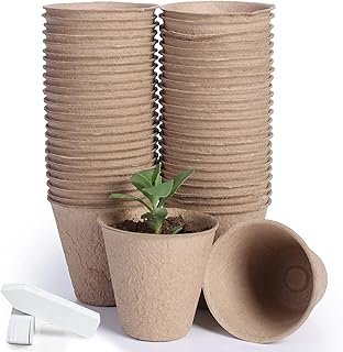 JERIA 50-Pack 3.15 Inch Peat Pots for Seedling with 50 Pcs Plant Labels,...