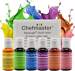 Chefmaster - Neon Liqua-Gel Food Coloring - Fade Resistant - 6 Pack of 2...