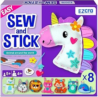 EZCRA Unicorn Sewing Kit for Kids - 8-in-1 Kids Sewing Kit - Easy to Do ...