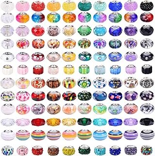 240 Pieces Assorted European Craft Beads Large Hole Lampwork Spacer Bead...