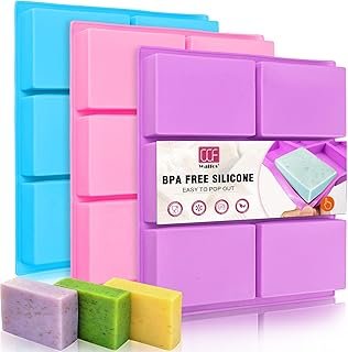 Walfos Silicone Soap Molds Set of 3, 6 Cavities Rectangle Silicone Soap ...