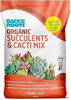 Back to the Roots 100% Organic Succulent & Cacti Mix (6 Quart) | Made in...