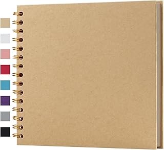 potricher 8 x 8 Inch DIY Scrapbook Album 40 Pages Hardcover Kraft Paper ...