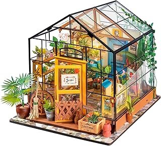 ROBOTIME DIY Miniature House Kit Mini Green House Tiny Dollhouse Wooden ...