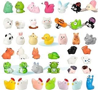HAPTIME 42pcs Mini Resin Animal, Sensory Bin Filler, Little People Farm,...