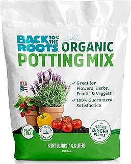 Back to the Roots 100% Organic Potting Mix (6 Quart) Premium Blend Made ...
