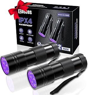 COSOOS 2 Pack UV Flashlight, 12 LED Handheld Blacklight Flashlight 395nm...