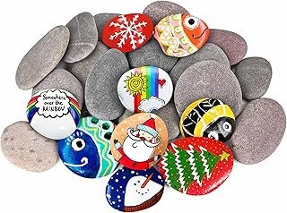 River Rocks for Painting 25 Pcs Large 2-3 Inch Flat Smooth Painting Ston...