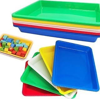 10 Pcs Plastic Art Trays,Multicolor Activity Tray Organizer Serving Tray...