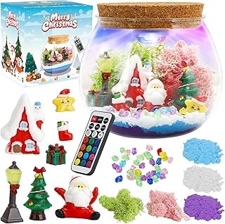 Christmas Light-Up Terrarium Kit for Kids - LED Night Light Birthday Gif...