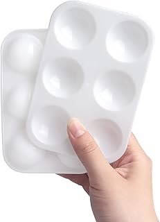 Tamaki 8 PCS White Plastic Paint Tray Palettes, Watercolor Palette Paint...