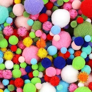 900 PCS Pom Poms, Multicolor Bulk Pom Poms Arts and Crafts, Soft and Flu...