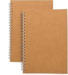 Soft Cover Spiral Notebook Journal 2-Pack, Blank Sketch Book Pad, Wirebo...