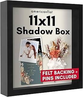 Americanflat 11x11 Shadow Box Frame with Shatter-Resistant Glass - Silho...