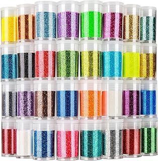 LEOBRO Glitter, Fine Glitter for Resin, Set of 32 Colors, for Nail Body ...