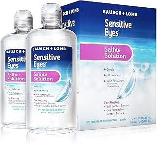 Bausch + Lomb Sensitive Eyes Saline Solution, Gentle Daily Rinse for Sof...