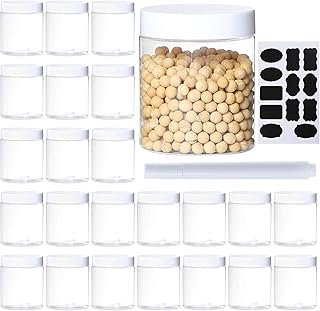 24Pack 8oz Plastic Jar Storage Container with White Lids Airtight Clear ...