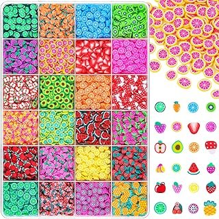 24-Grid Fruit Slice Polymer Clay Cute Slime Add Ins for Nail Art, Kawaii...