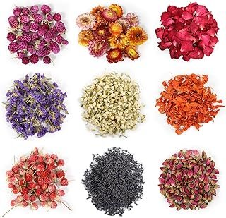 9 Bags Dried Flowers,100% Natural Dried Flowers Herbs Kit for Soap Makin...