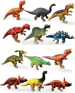 HAPTIME Plastic Assorted Mini Dinosaur Figures, Little Dinosaur Figurine...