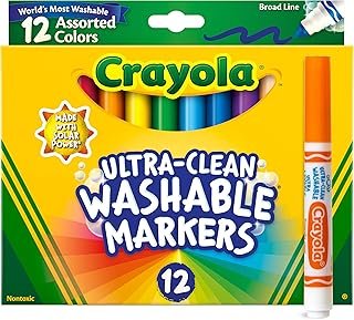 Crayola Broad Line Markers (12 Count), Washable Markers for Kids, Assort...