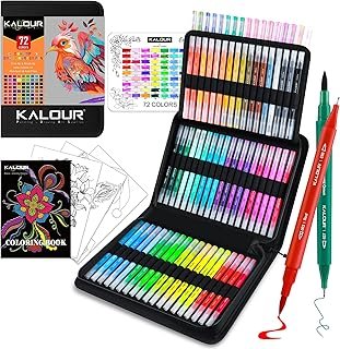 KALOUR 72 Art Markers Pens Set, Dual Tip Brush and Fine Point, Color Num...