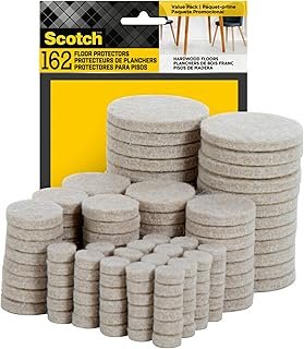 Scotch Felt Pads 162 PCS Beige, Felt Furniture Pads for Protecting Hardw...