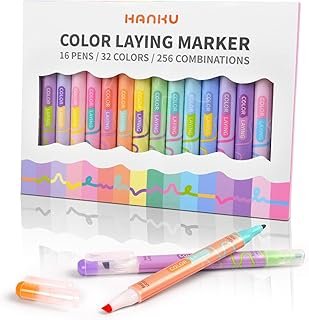 Color Layering Double Sided Markers,16pcs 32Colors Dual Tip Magic Marker...