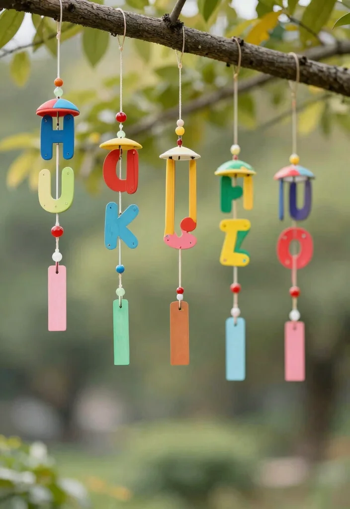 15 Fun Kids Alphabet Crafts DIY to Learn Letters Through Play - 13. Alphabet Wind Chimes 1